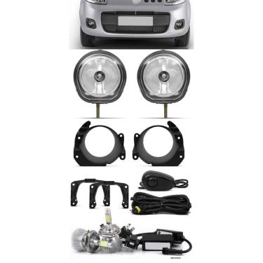 Imagem de Kit Farol de Milha Fiat Fiorino 2014 Em Diante Botão Alternativo + Kit Lâmpada Super LED 6000K