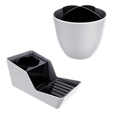 Imagem de Kit Organizador De Pia Detergente + Escorredor Talheres - Branco Crippa