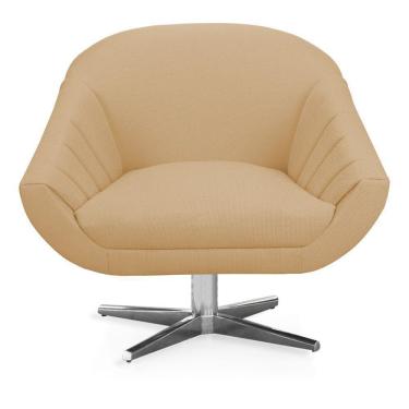 Imagem de Poltrona Giratória Giovana Linho Areia A27 Base Cromada