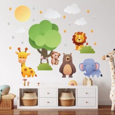 Imagem de Adesivo De Parede Árvore Animais Zoo Infantil - Quartinhos
