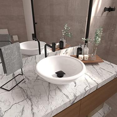 Imagem de Cuba Apoio Lume com Torneira Inox Black e Válvula Click Black Branco