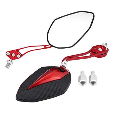 Imagem de Espelho Retrovisor Senyar Scooter, Par 8mm 10mm Universal Motocicleta Liga de Alumínio Espelho Retrovisor Retrovisores Espelhos Laterais (Vermelho)