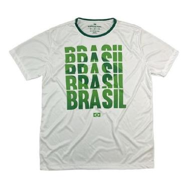 Imagem de Camiseta Branca Brasil Em Malha Dry Masculino Mmt 511764