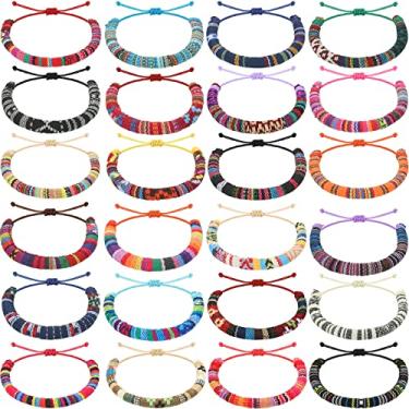 Imagem de Sureio 24 pulseiras VSCO para amizade, pulseiras trançadas, trançadas, para mulheres e homens, boho ajustável, étnica, tribal, pulseiras de corda, Multicor, M