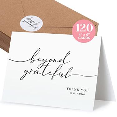 Imagem de 120 cartões de agradecimento em branco pesado com envelopes Beyond Grateful Thank You Cards, chá de panela, noivado, formatura, casamento pacote com envelopes e adesivos (pacote com 10 x 15 cm)