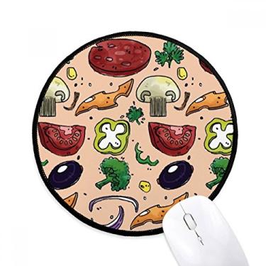 Imagem de DIYthinker Pizza Tomate Foods Pimentões Cebola Mouse Pad Desktop Escritório Tapete Redondo para Computador