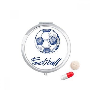 Imagem de Caixa de comprimidos simples de desenho animado de futebol azul, caixa de armazenamento de medicamentos dispensador de recipiente