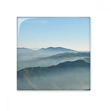 Imagem de Azulejo de cerâmica brilhante Sunshine Mountains Sky Fog Nature Glazed Brick Adorn Stone