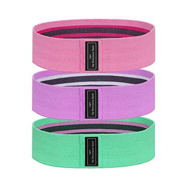 Imagem de Conjunto de 3 pulseiras de resistência à hporia para exercícios de perna e bumbum, pacote com 3 pulseiras de treino antiderrapantes para mulheres, malhar, esportes, fitness, faixa