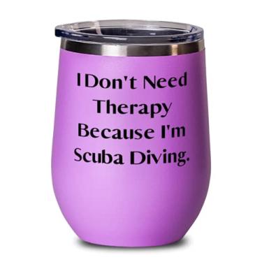Imagem de Mergulho Útil, I Don't Need Therapy Because I'm Scuba Diving, Taça de Vinho de Aniversário para Amigos