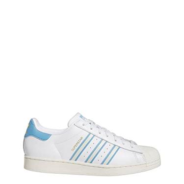 Imagem de Adidas Superstar Tênis masculino, tamanho 42, branco (Cloud White) / azul claro, Branco/branco (off-white) / azul claro, 10.5 Wide