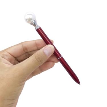Imagem de Caneta Metal Luxo Pérola Ponta Esferográfica 0.7 mm Papelaria Escolar (Vinho)