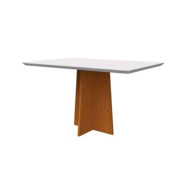 Imagem de mesa de jantar retangular com tampo de vidro anitta off white e ype 135 cm