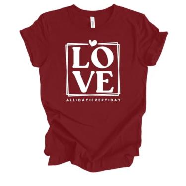 Imagem de Camiseta unissex com estampa Christian Valentine Love All Day Every Day Faith Bible Verse, Cardeal, GG