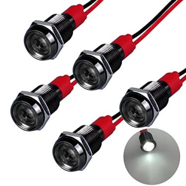 Imagem de DMWD 5 peças 12V-24V 20mA luz indicadora LED de economia de energia, caixa de liga de alumínio, orifício de montagem de 10 mm (0,4") à prova d'água com 15 cm/5,9 pol. Fio para carro, caminhão, barco