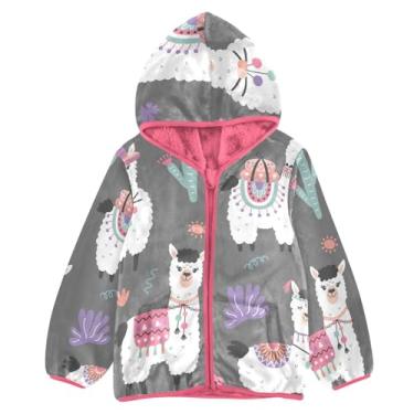 Imagem de KLL Jaqueta de lã para meninos Alpaca com flores jaqueta de outono de lã rosa jaqueta com zíper, Alpaca com flores, 7-8 Anos