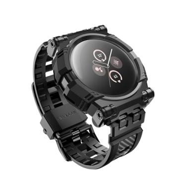 Imagem de i-Blason Capa Armorbox para Google Pixel Watch 2 com pulseira/pulseira de relógio Pixel (2023/2022), capa protetora antiarranhões resistente com pulseira (preto)