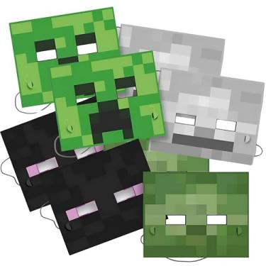 Imagem de Unique Minecraft Paper Party Masks-8 Pcs, 8.13" X 6.63", Multicolor