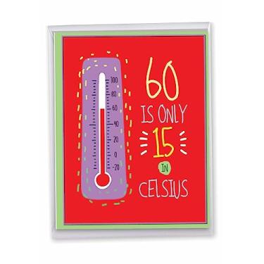 Imagem de NobleWorks - Cartão de papel de aniversário Big Funny 60th Milestone 21 x 28 cm com envelope (1 pacote) Grande Jumbo 60 em Celsius J9349MBG
