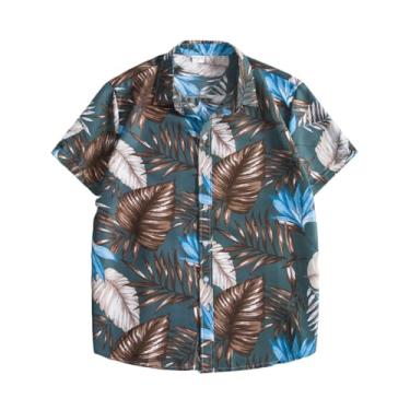 Imagem de Camisetas masculinas gola tartaruga verão outono manga curta ajuste solto praia havaiana tropical camisetas masculinas 2024, Z-144 marrom, 3G