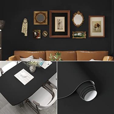 Imagem de Danodoi Papel de parede preto sólido 40 cm x 500 cm papel de parede de vinil filme adesivo puro papel de parede impermeável autoadesivo para parede de bancada de cozinha