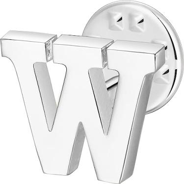 Imagem de Broche de lapela inicial para homens e mulheres, broches para ternos masculinos, pinos de botão de metal em tom de ouro 18K e prata., Metal, Sem pedras preciosas