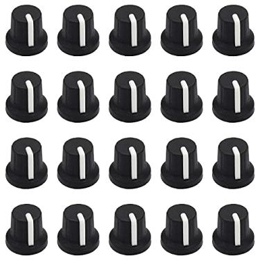 Imagem de Heyiarbeit 20 peças 6 mm potenciômetro botões de controle de volume 16 x 15 mm plástico macio botão tampa preta e branca