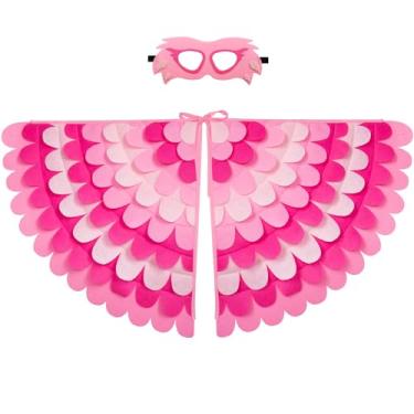 Imagem de D.Q.Z Bird-Wings-Costume for Kids Dress Up, Felt Feathered Owl Parrot Chicken Animal Role Play Costume, Gift for Girl Boys (Pink Bird)