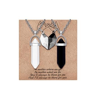 Imagem de MJartoria BFF Colar para 2 pingentes de cristal colar de melhor amigo pingente colar da amizade colar de coração combinando para presentes de casais, Metal, Sem pedras preciosas