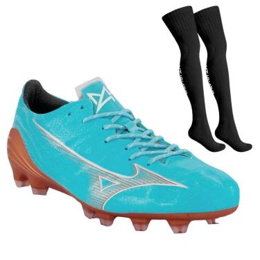 Imagem de Kit Chuteira Campo Mizuno Alpha Elite + Meião-Masculino
