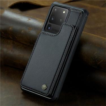 Imagem de Capa de couro flip para Samsung Galaxy S20 FE S21 Plus S22 S23 Ultra A14 A24 A34 A54 Capa carteira para cartão, preta, para Samsung A54 (5G)