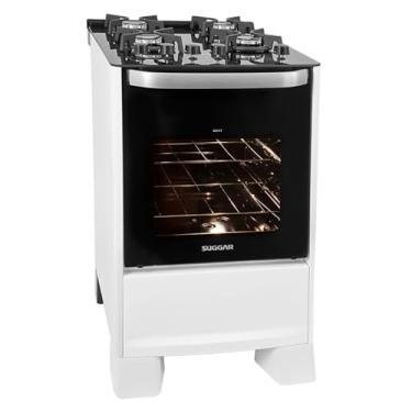 Imagem de SUGGAR FOGÃO BEST GLASS BRANCO MESA DE VIDRO 4 BOCAS TREMPE EM FERRO FUNDIDO ACENDIMENTO AUTOMÁTICO FGVBG410BR