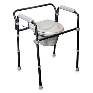 Imagem de Cômoda de cabeceira universal Able Life, trilho de segurança ajustável 3 em 1 extra largo, cadeira de chuveiro e vaso sanitário portátil, alças para idosos, idosos, cadeira de acampamento, balde