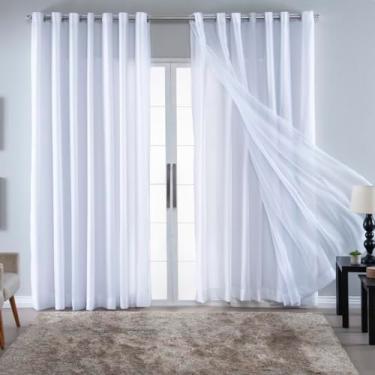 Imagem de Cortina de Voil Liso Forro Microfibra Voal Tecido Sala Quarto Porta Janela (BRANCA, 5 METROS)