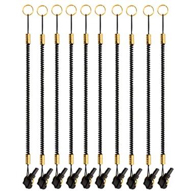 Imagem de TianCi Stylus Tether pacote com 10 cordões de bobina elástica destacáveis/cordas com conector de fone de ouvido de 3,5 mm para canetas Stylus Touch preto