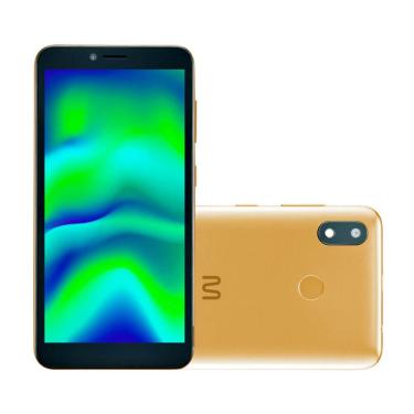 Imagem de Smartphone Multi F Pro 2 32GB Tela 5,5 4G 1GB Ram Quad Core Android 11 Go dourado Bivolt