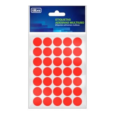 Imagem de Tilibra - Etiqueta Adesiva Multiuso 19mm Vermelho Fluor 6 folhas 210 Unidades