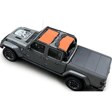 Imagem de Shadeidea Protetor solar para Jeep Gladiator, JT 4 portas superior proteção solar, frente e traseira (2 peças) - Capa de tela laranja Wrangler, bloqueador de UV com bolsa GrabBag (2018 - corrente) - 10 anos de duração