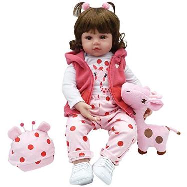 Imagem de Boneca Bebe Jenifer Reborn - 48 cm - Corpo de Silicone e Tecido - Com Certidão de Nascimento, Chupeta Magnética e Mamadeira - Olhos Castanhos