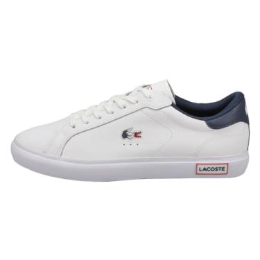 Imagem de Lacoste Men's Powercourt Leather Lace Up Fashion Sneaker Wht/NVY/Rd 9.5 Medium US