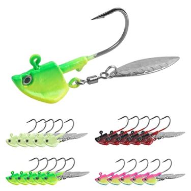Imagem de Kit de cabeças de pesca – 10 peças de cabeças underspin Jig Heads Swimbait Head Jig Jig com lâmina de salgueiro brilhante colorido pintado peso Spinner Jigs Iscas para Crappie Bass Truut Walleye pesca