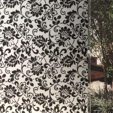 Imagem de Pelicula Eletrostatica para Box de Vidro Blindex Jateado Flores Pretas