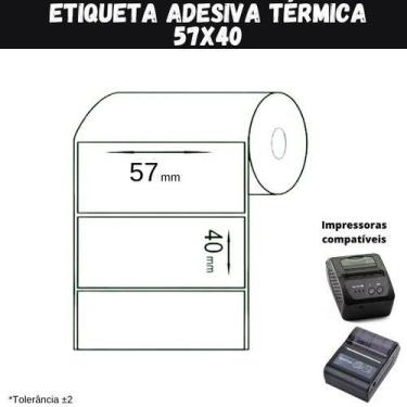 Imagem de Etiqueta Adesiva 58x40 P/ Mini Impressora Ou Pos58 - 1 Rolos - Xd Mega