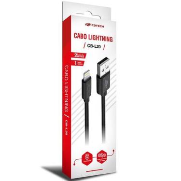 Imagem de Cabo USB X Lightning 2M 2A CB-L20BK Preto C3 TECH - C3TECH