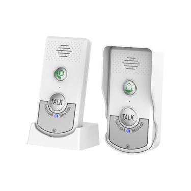 Imagem de Campainha eletrônica de 2 vias para conversação Campainha de longo alcance Pager Chime Intercomunicador sem fio para cuidador doméstico interno e, Branco