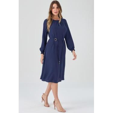 Imagem de Vestido Midi PKS Com Cinto Azul Marinho, M