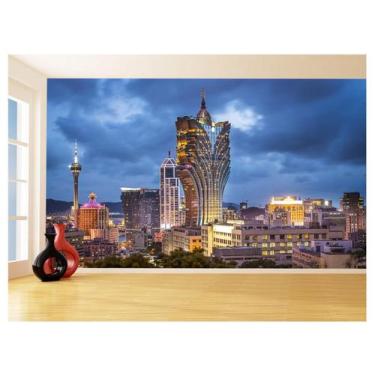 Imagem de Papel De Parede 3D Cidade Prédios Noite Luzes 3,5M Ncd380 - Você Decor