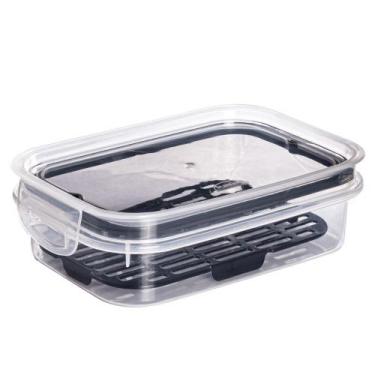 Imagem de Pote hermético Trava Mais 500ml com escorredor preto Plasutil ref.1434