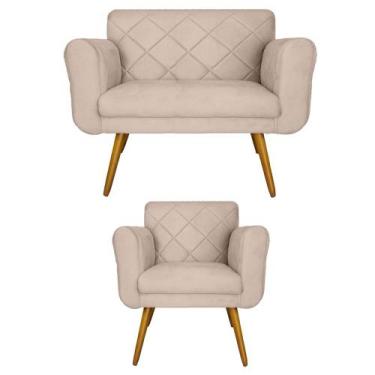 Imagem de Combo Namoradeira e 1 Poltrona Estofada Hall de Entrada Isabella Coran