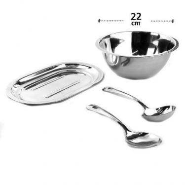 Imagem de Conjunto de Tigela Bandeja Concha e Colher de Inox - WINCY CASA